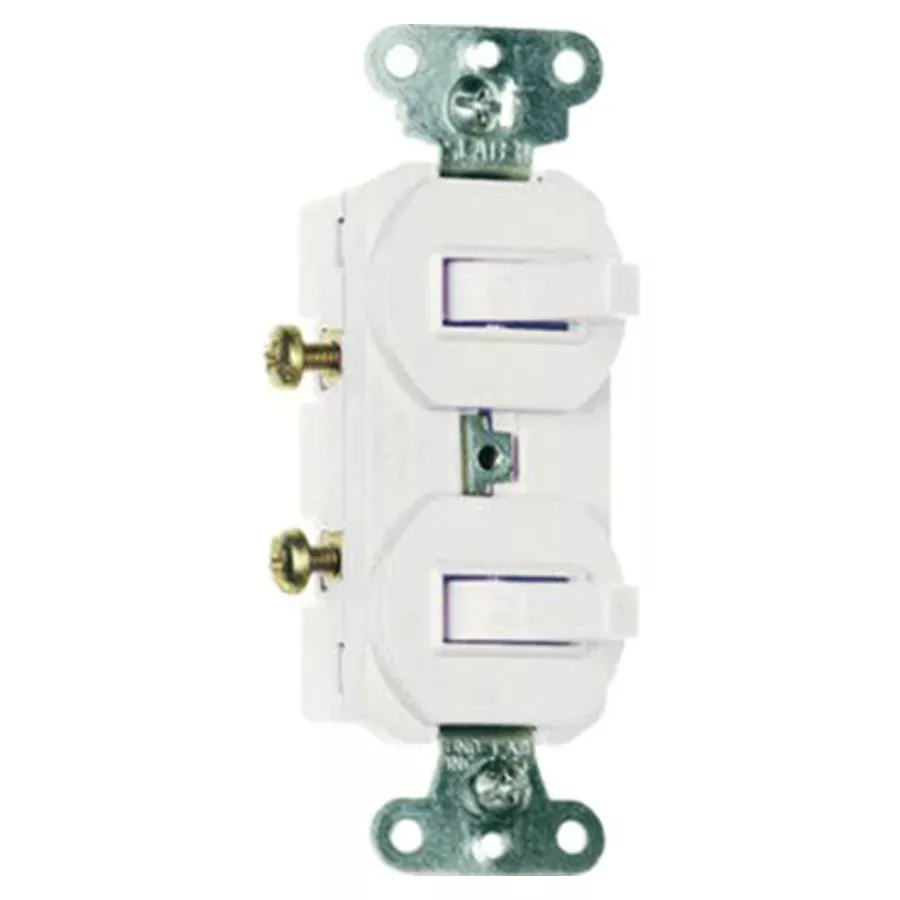 Legrand Pass & Seymour Combination 2 Single Pole Switches 15 Amp - White