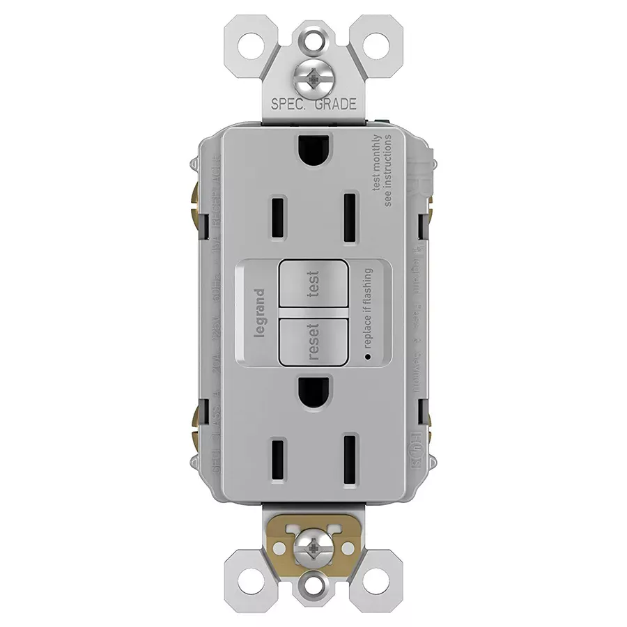 Legrand Radiant Self-Test GFCI Outlet - Gray