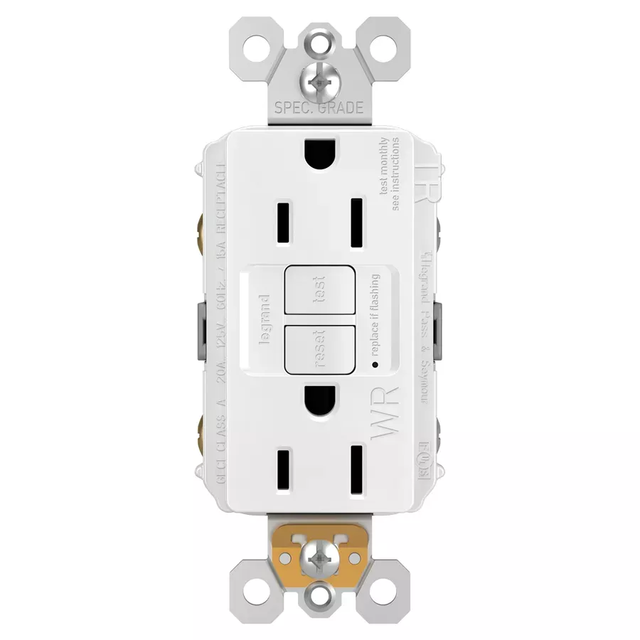 Legrand Radiant Spec-Grade Weather-Resistant Self-Test Duplex GFCI Outlet
