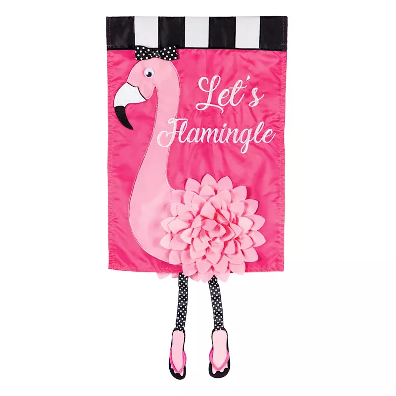 Let's Flamingle Pink Garden Flag, 18"