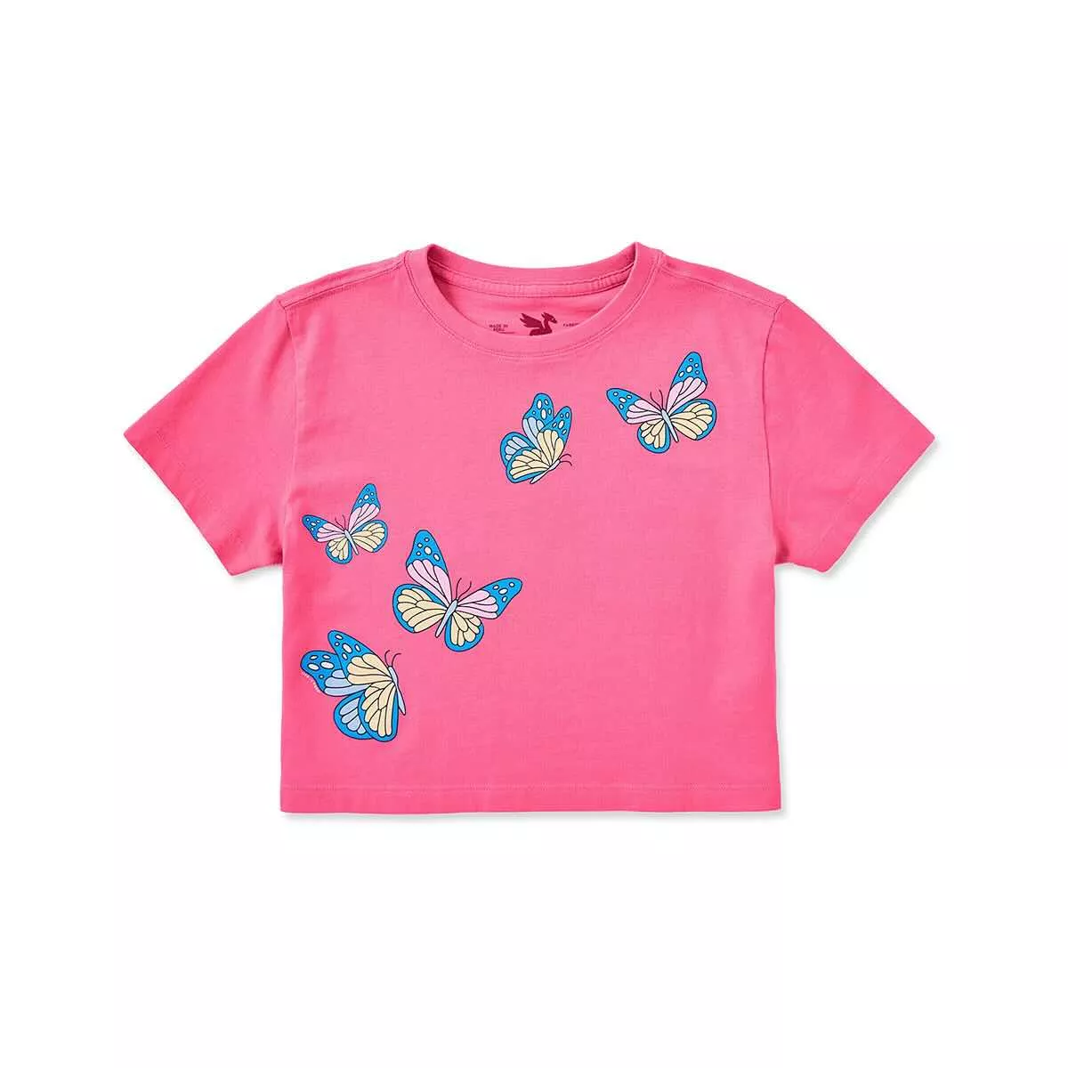 Life is Good Girls Butterfly Flock Short Sleeve Crusher Boxy T-Shirt