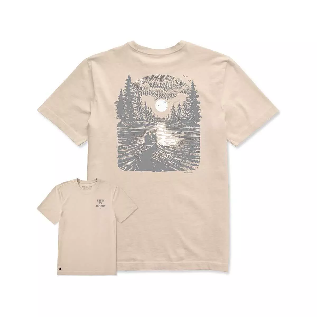 Life is Good Men's Full Moon Canoe Short Sleeve Crusher T-Shirt