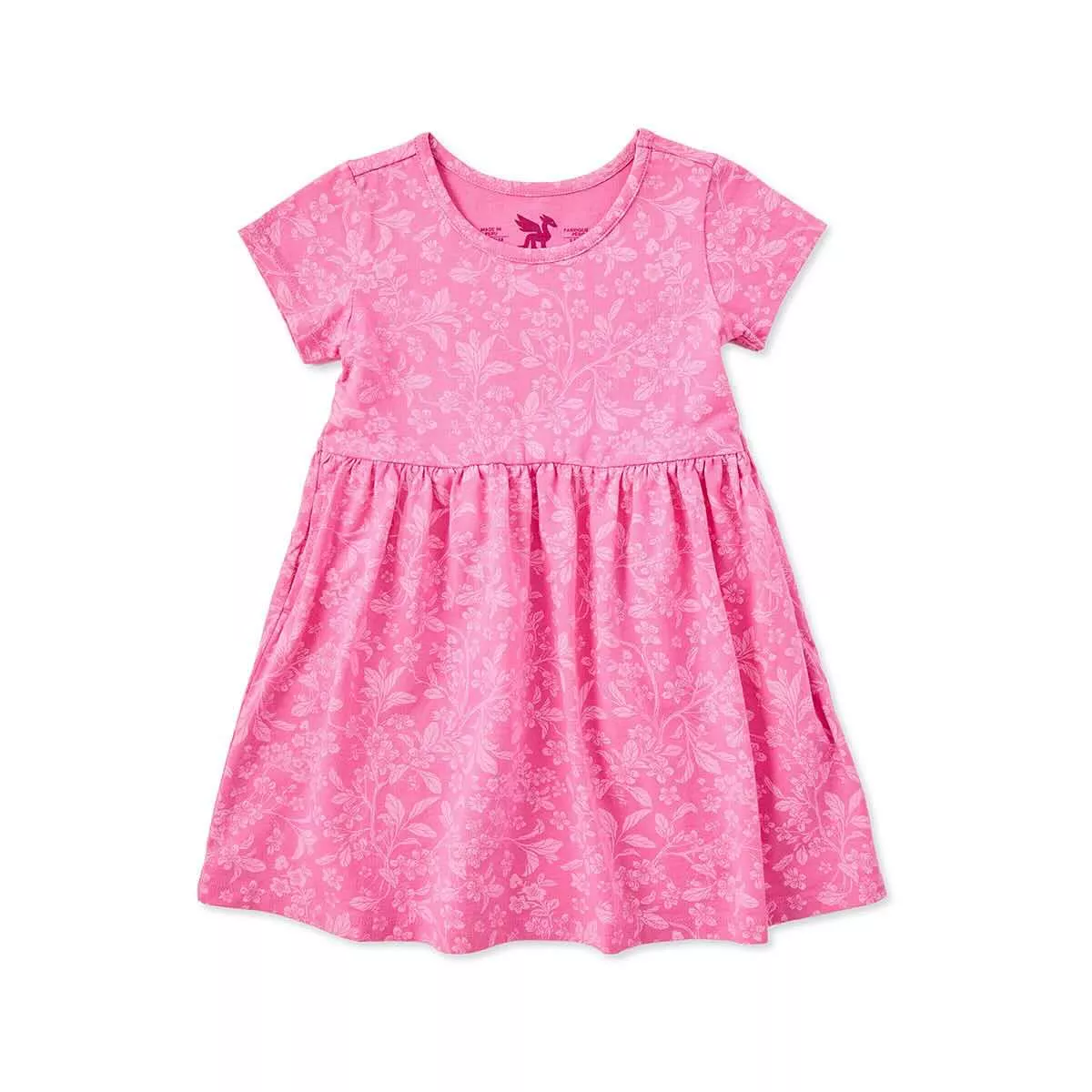 Life is Good Toddler Cherry Blossom Pattern Short Sleeve Crusher Dress