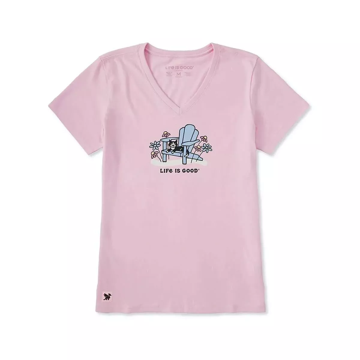 Life is Good Women's Adirondack Cat Short Sleeve Crusher Lite V-Neck Shirt