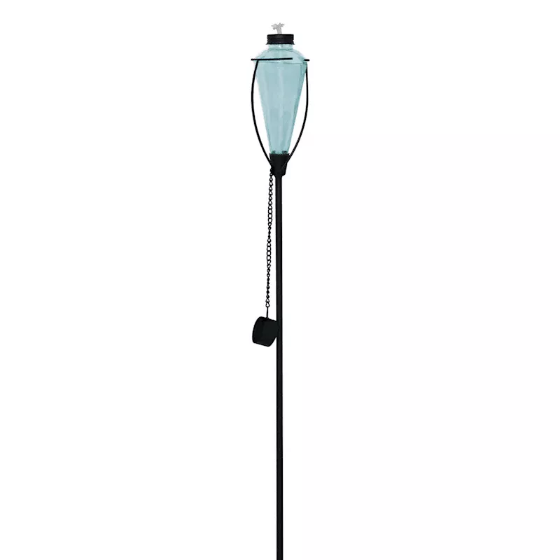 Light Blue Glass Garden Torch, 61"