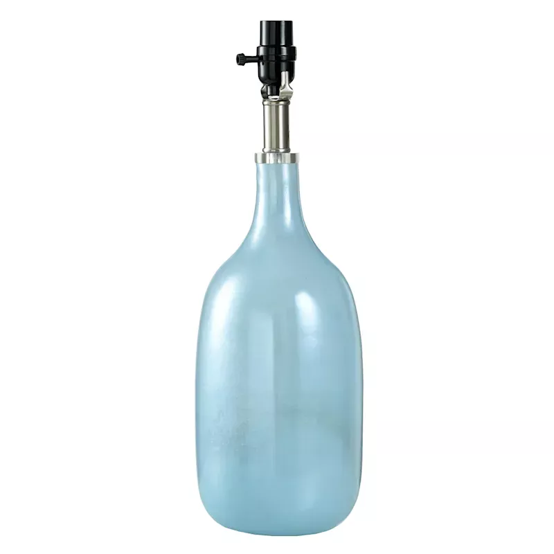 Light Blue Glass Pearlized Lamp, 19"