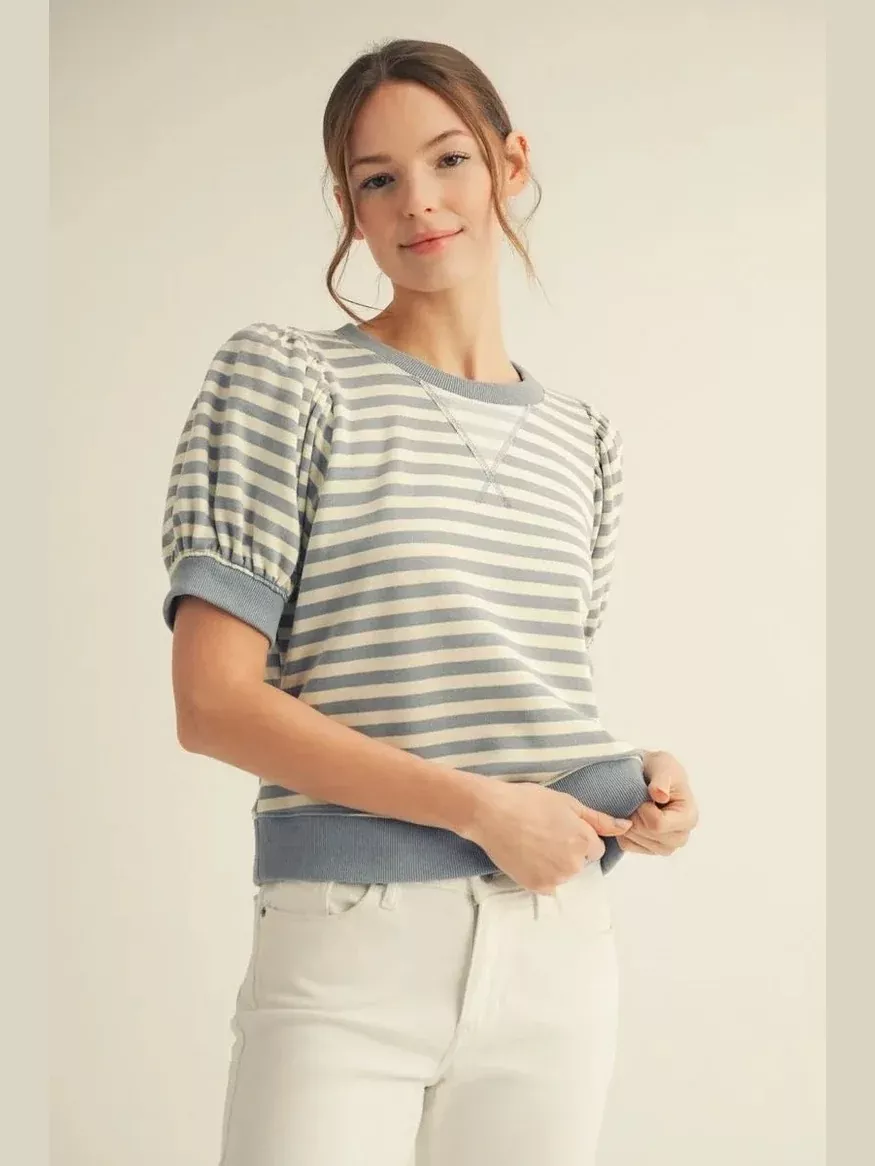 Light Denim Striped Top