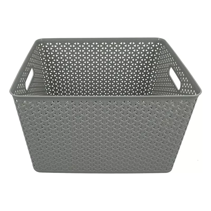 Light Grey Y-Weave Storage Basket, Small