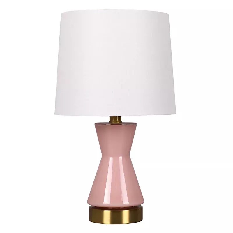Light Pink Hourglass Mini Table Lamp with Shade, 15"