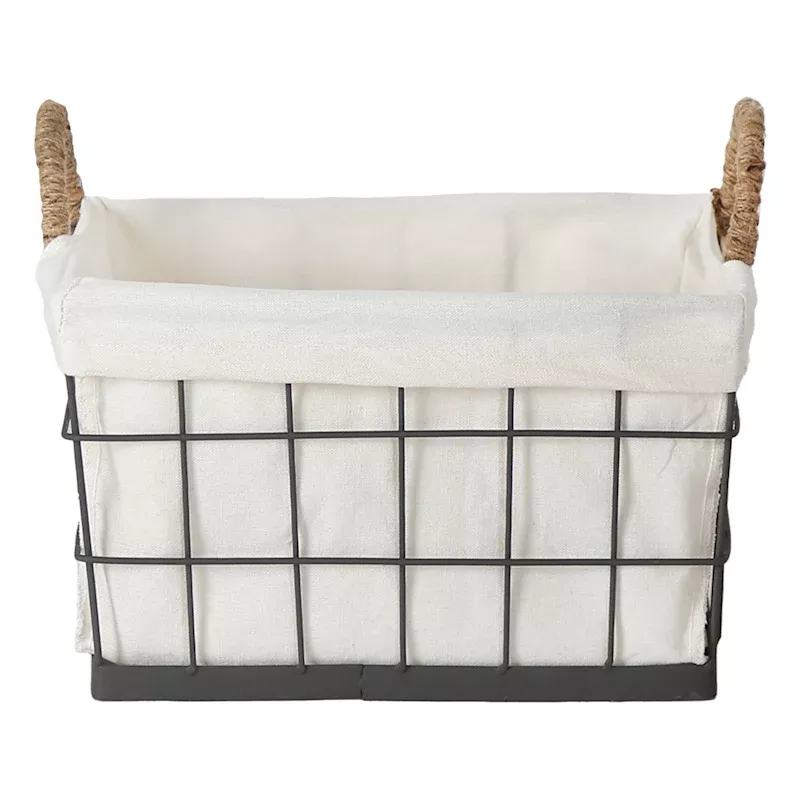 Lined Rectangle Wire Storage Basket, Medium