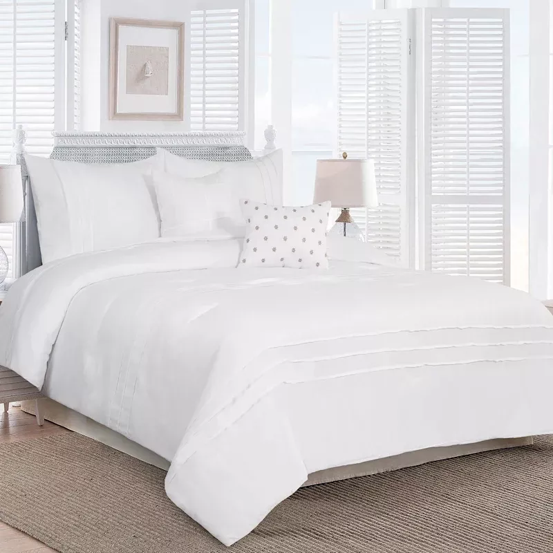 Logan 5-Piece White Comforter Set, Queen