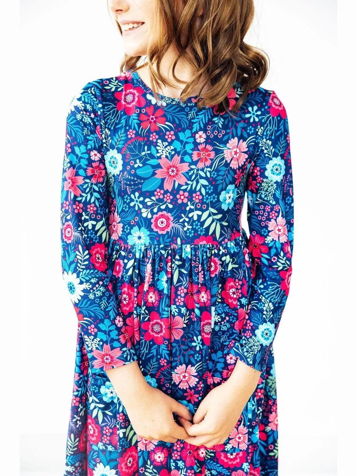 Long Sleeve Pocket Twirl Dress - Sweet Gardenia