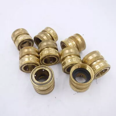 Lot of 9 Parker 3/4″ Female Threaded Brass Quick Connect Hose Adapters 09QCFGT