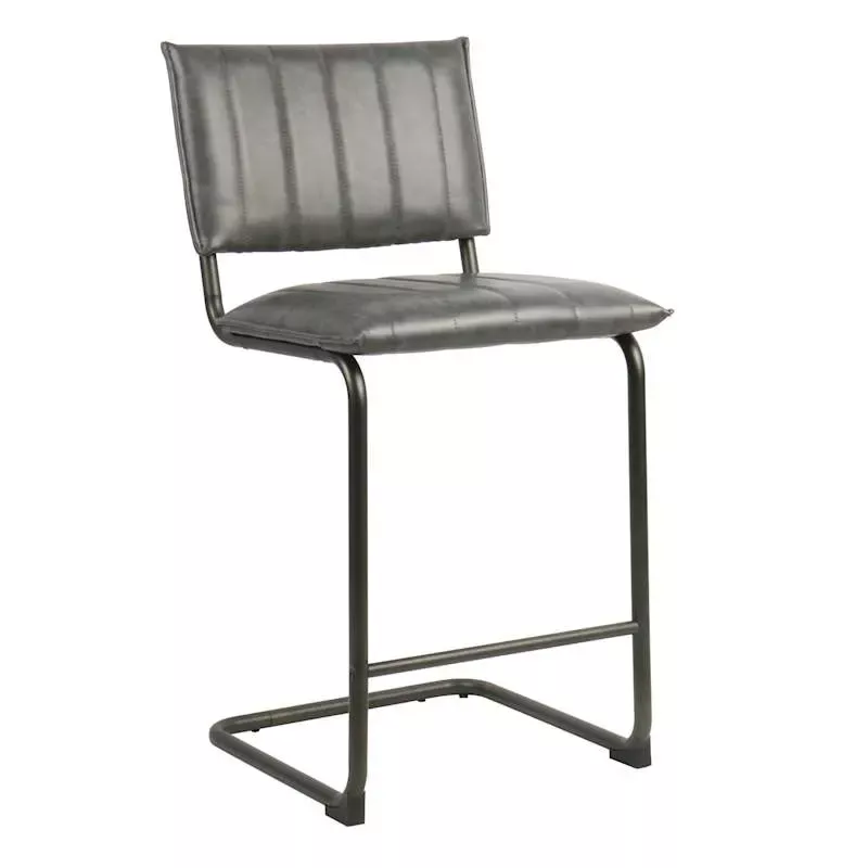 Luka Faux Leather Counter Stool, Grey