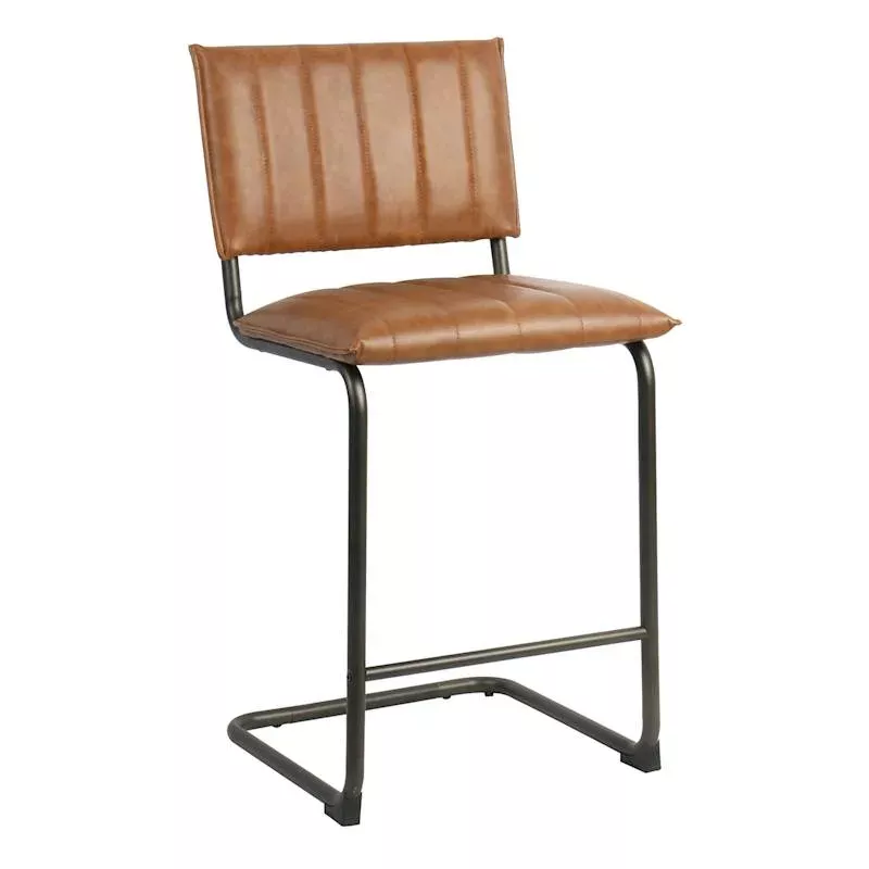 Luka Faux Leather Counter Stool, Light Brown