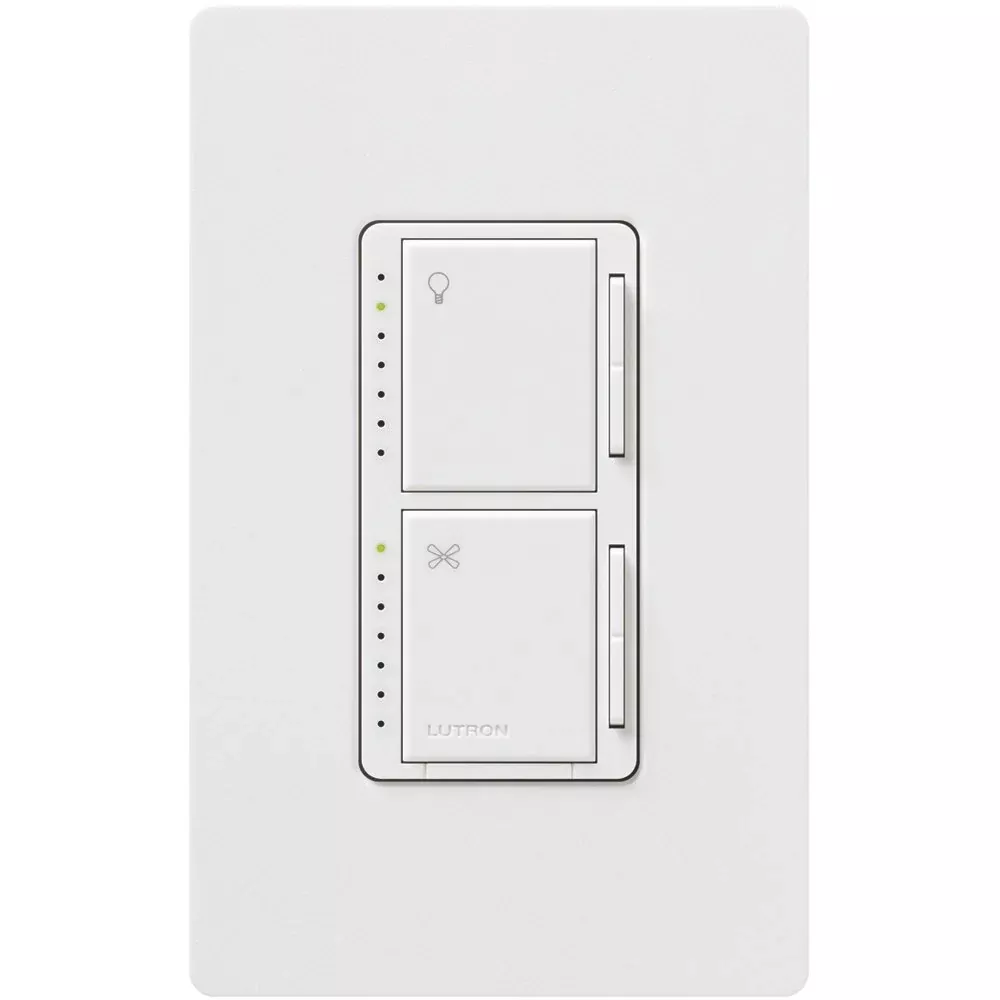 Lutron Maestro MA-LFQHW-WH Light And Fan Control With Wallplate, White
