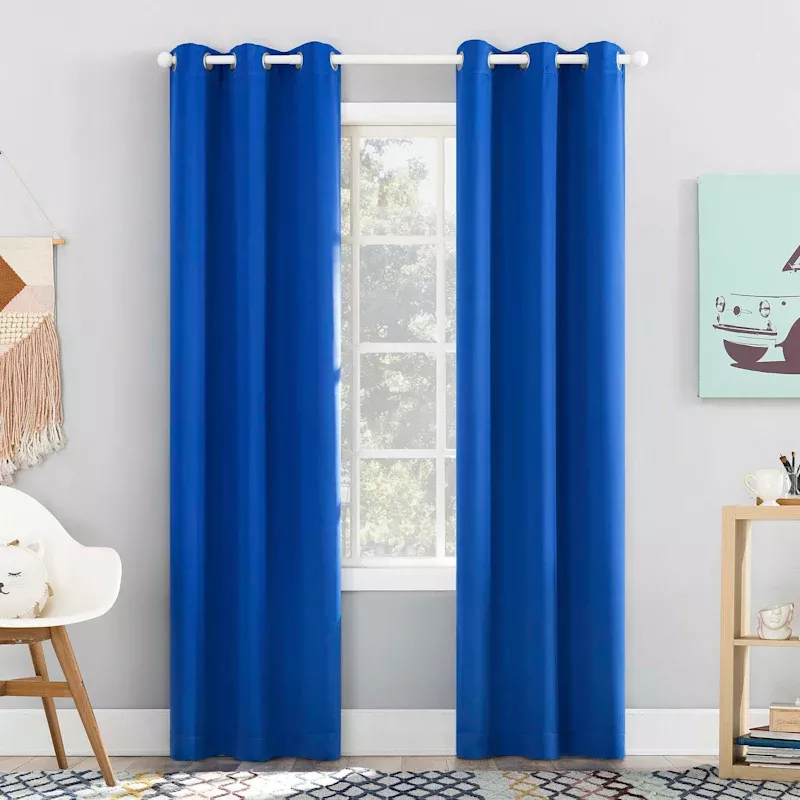 Lyle Blue Blackout Grommet Curtain Panel, 84"