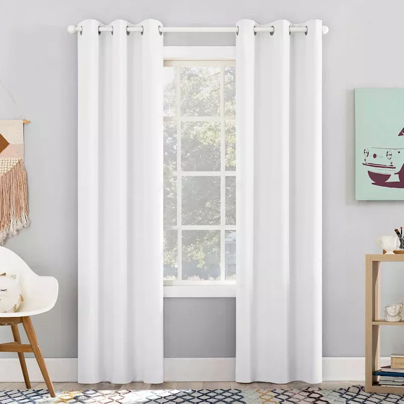 Lyle White Blackout Grommet Curtain Panel, 84"
