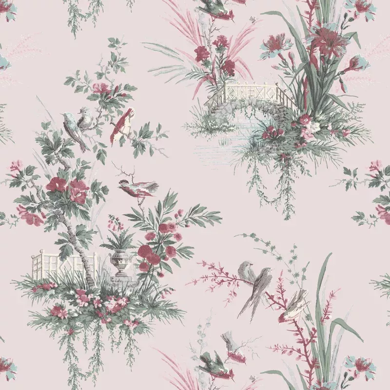 Magical Garden in Pink Wallpaper