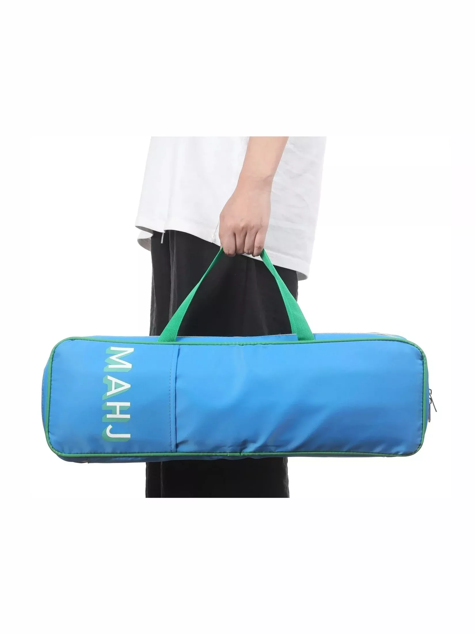Mahj Rack Bag - Blue / Green Piping