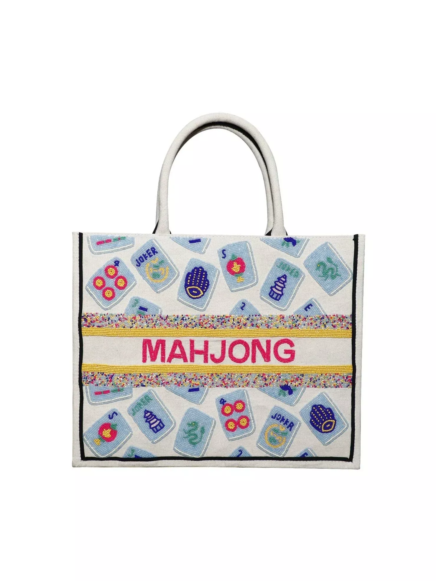MAHJONG TOTE CD 732-3001 - Ivory/Multi/Fuchsia