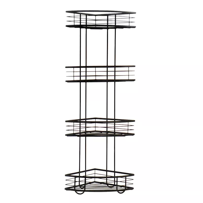 Manhattan 4-Tier Corner Storage Stand, Matte Black