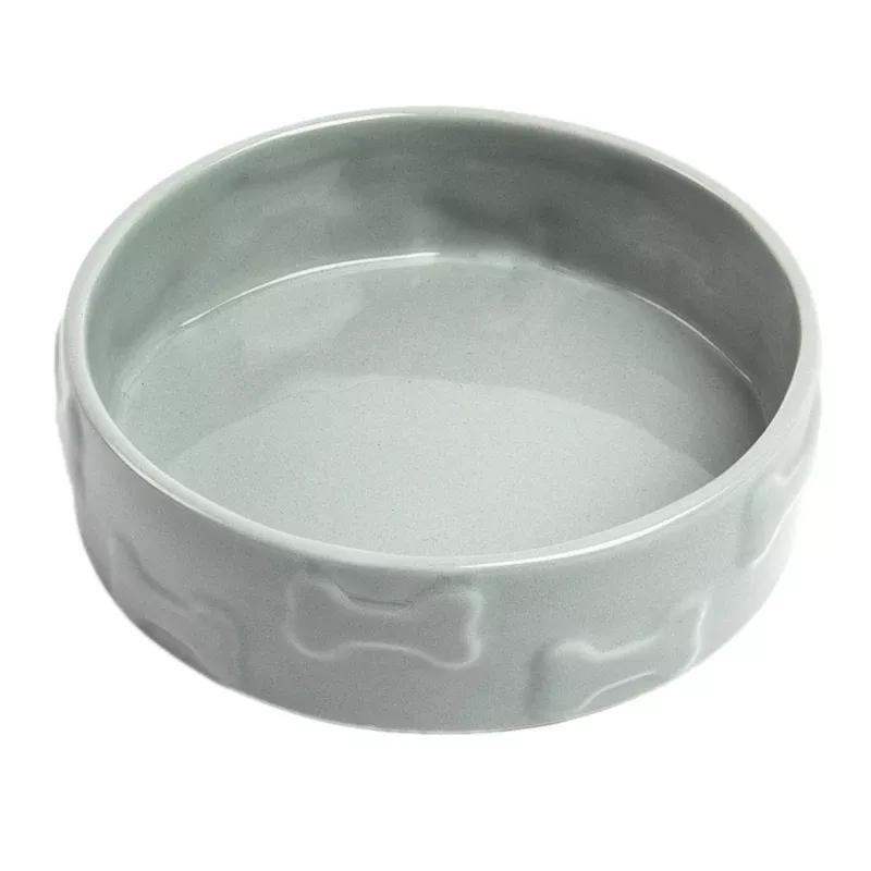 Manor Grey Ceramic 4-Cup Pet Bowl, Medium