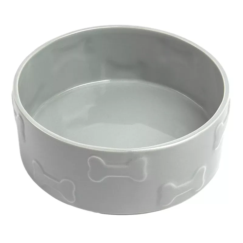 Manor Grey Ceramic 8-Cup Pet Bowl, Large