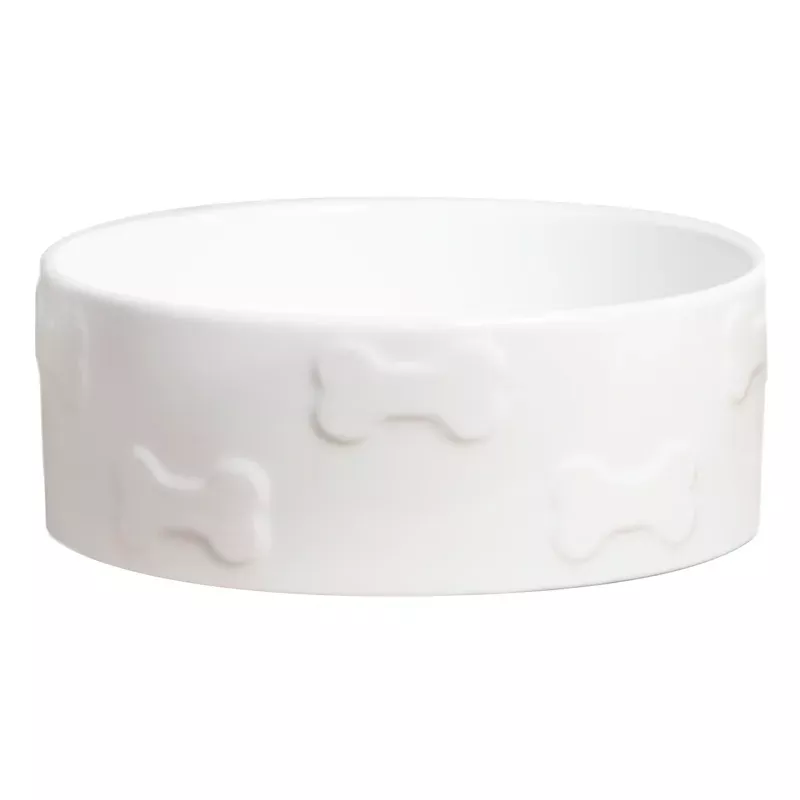 Manor White Ceramic 8-Cup Pet Bowl, Large