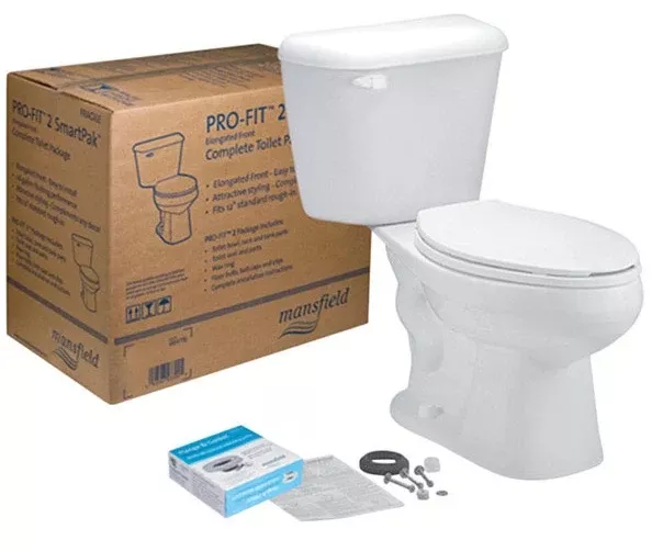 Mansfield 4135CTK Pro Fit Complete Elongated Toilet, White