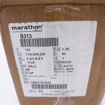 Marathon Fan A-C Motor 1/4 HP, 115/208-230V, 5.2/2.8-2.6A, 1725 RPM, 048C17D2042