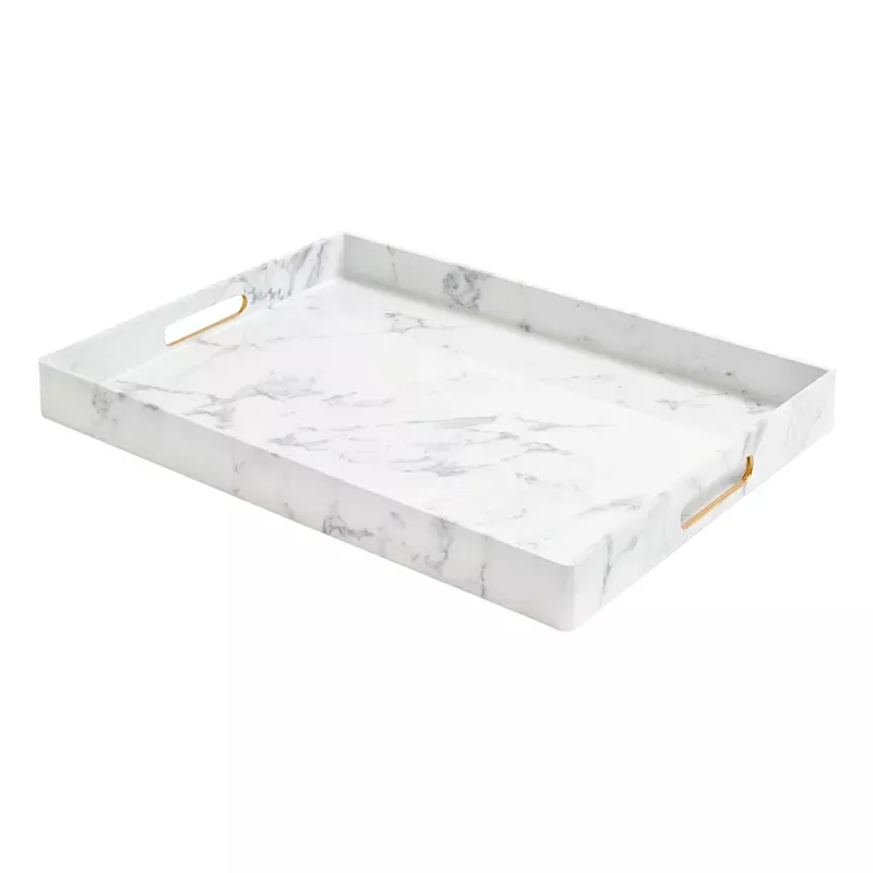 Marbled Grey & White Rectangle Decorative Tray, 14x19