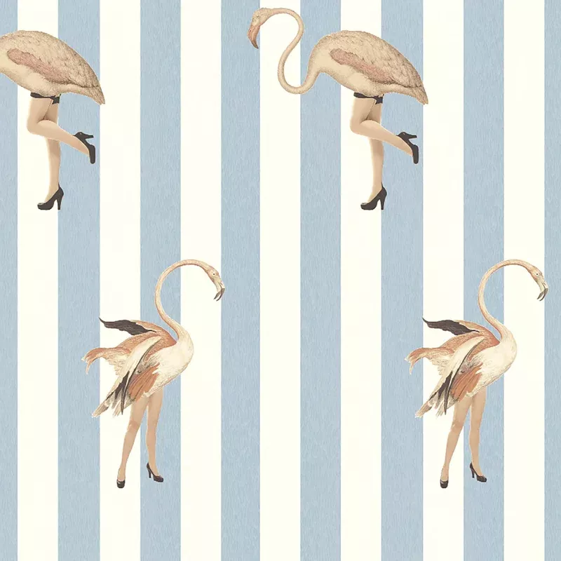 Marilyn Vintage Blue Stripe Wallpaper