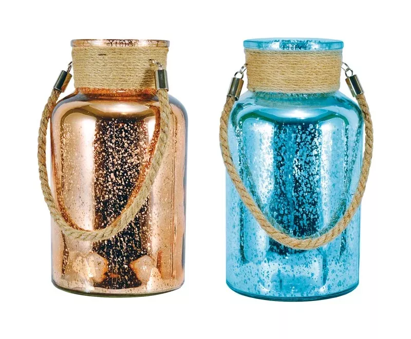 Mark Feldstein ABMRGB10A Mercury Glass Canisters with Jute Handle, 10"