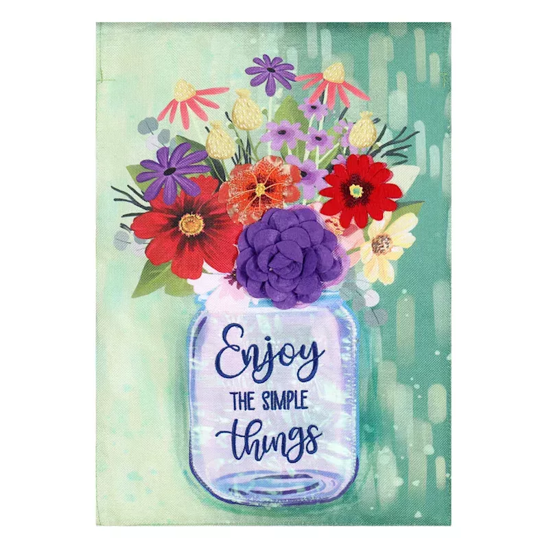 Mason Jar with Wildflowers Garden Flag, 18"