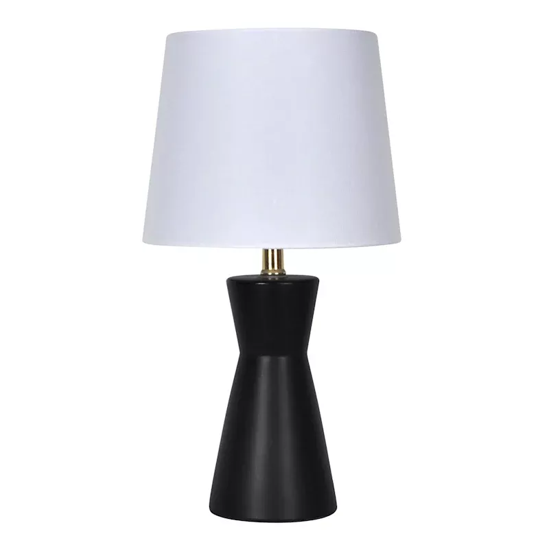 Matte Black Ceramic Table Lamp with Shade, 18"