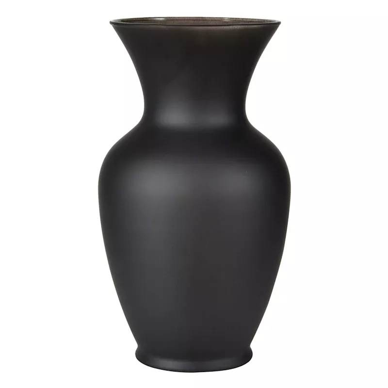 Matte Black Glass Vase, 11"
