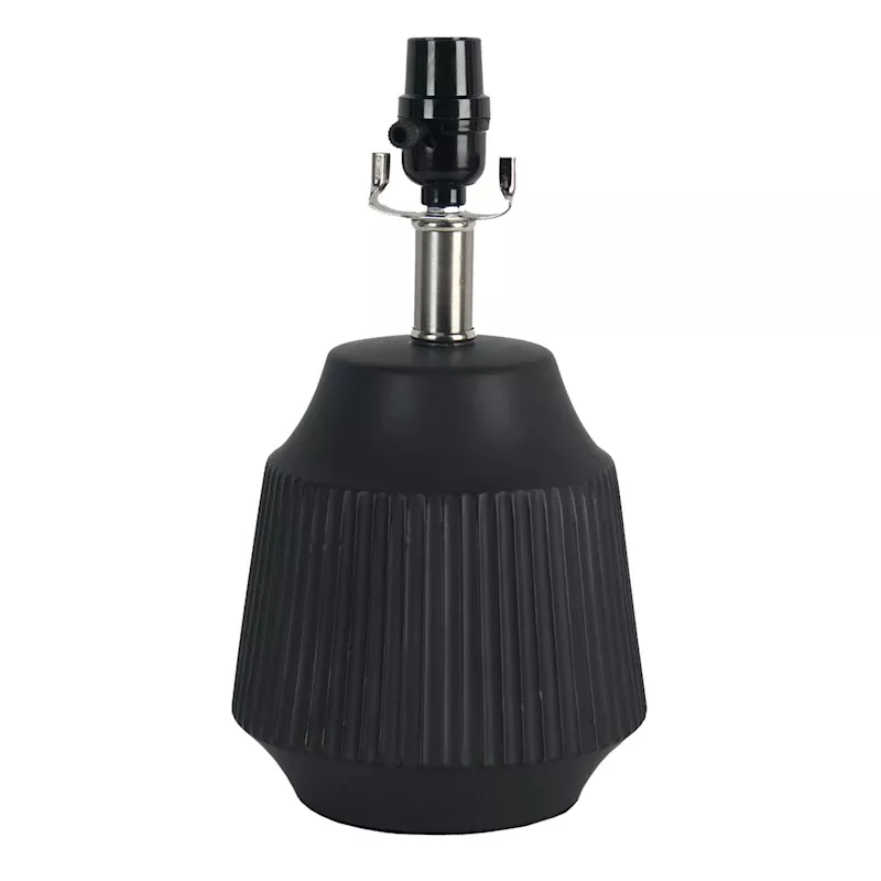 Matte Black Textured Lamp Base, 13"