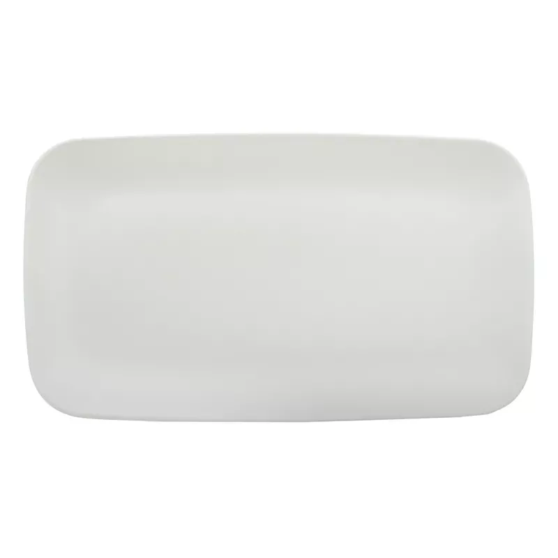 Matte Grey Soft Square Melamine Serving Tray, 16"