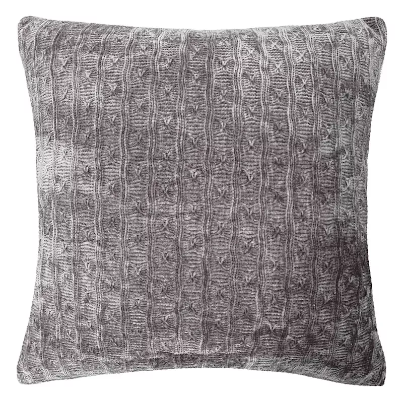 Menlo Grey Chenille Throw Pillow, 18"
