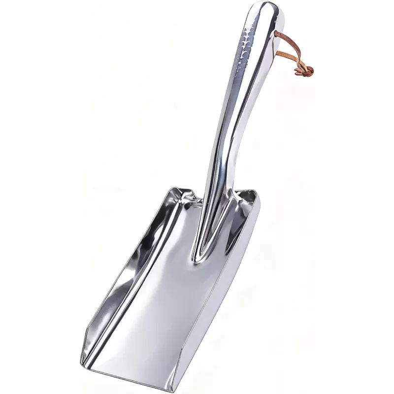Metal Garden Ash Shovel, Silver, Stainless Steel, Compact Size, for Fireplace, BBQ, Charcoal Cleanup