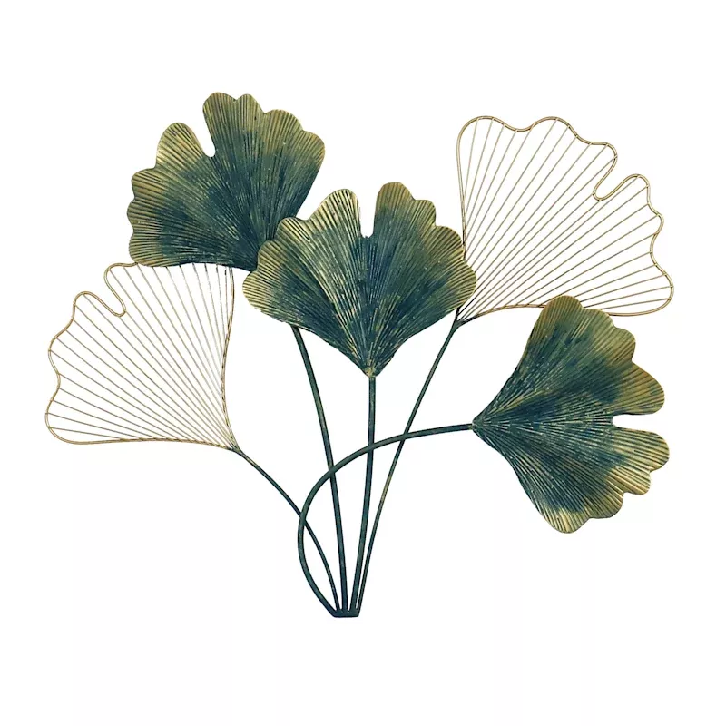 Metal Gingko Leaves Wall Decor, 27x22