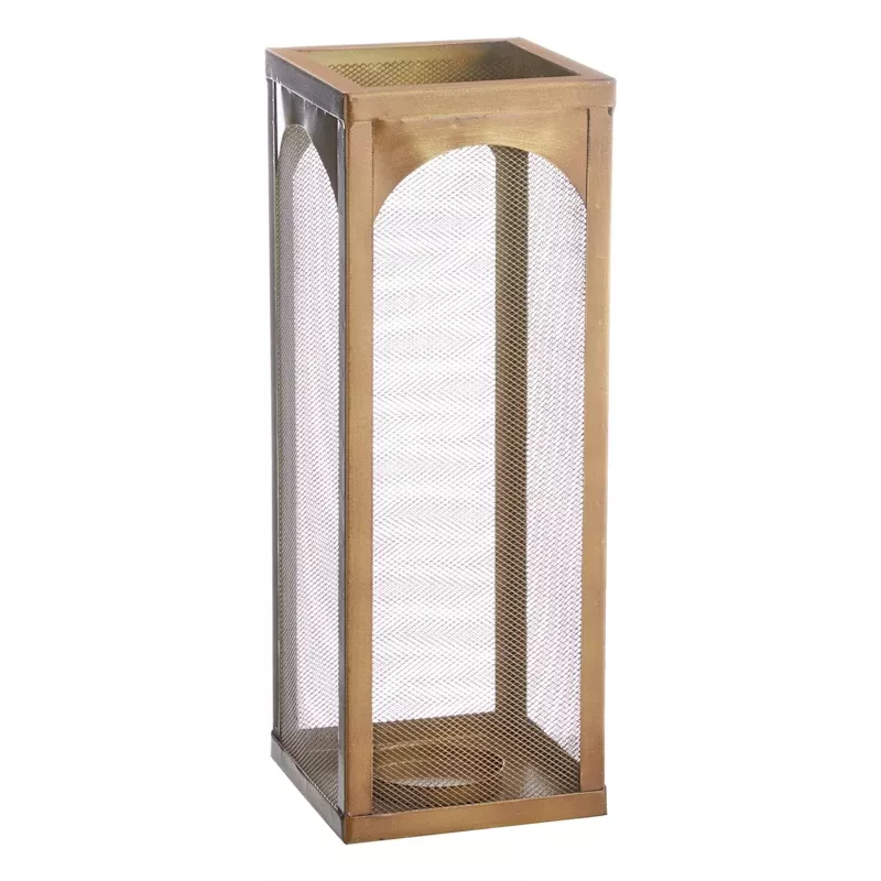 Metal Lantern with Brass Finish, 15"