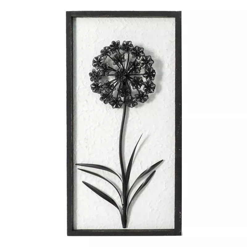 Metal & Wood Flower Wall Art, 10x19