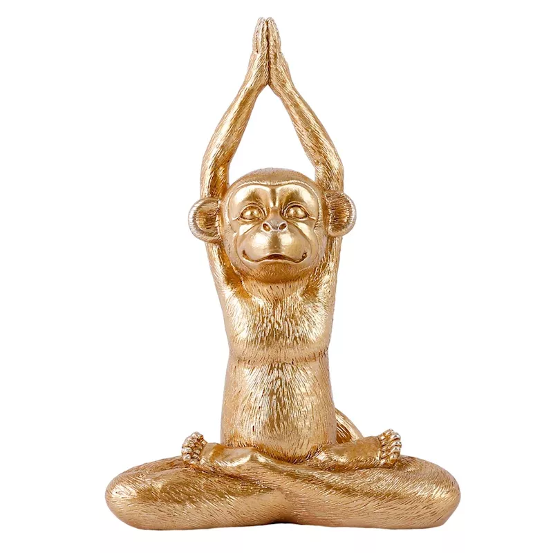 Metallic Monkey in Lotus Pose, 7"