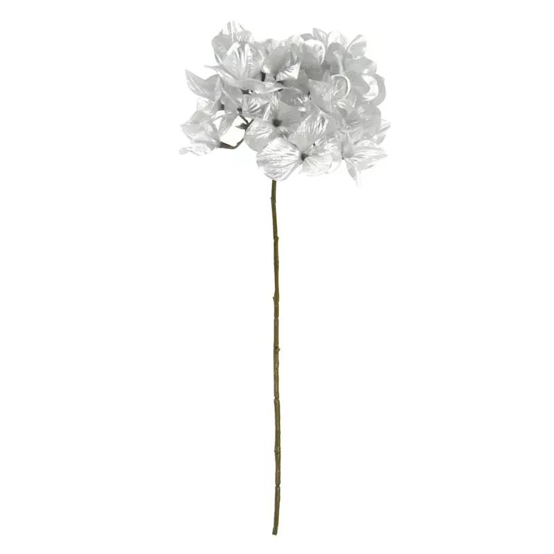 Metallic Silver Hydrangea Floral Stem, 21"