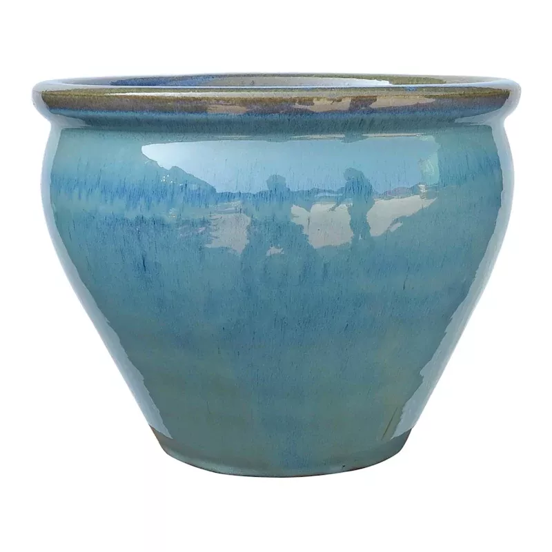 Mews Blue Ceramic Outdoor Planter, Extra Large
