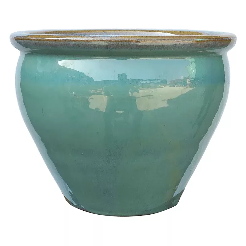 Mews Green Ceramic Outdoor Planter, Extra Large