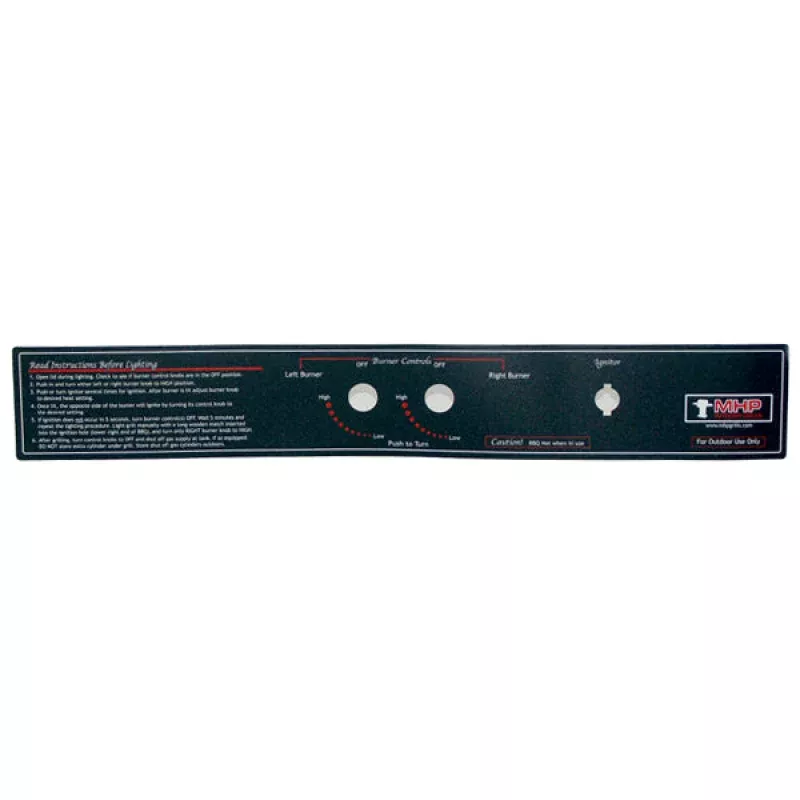 MHP Gas Grill WNK TJK replacement Control PanelLabelGGCPLBLE