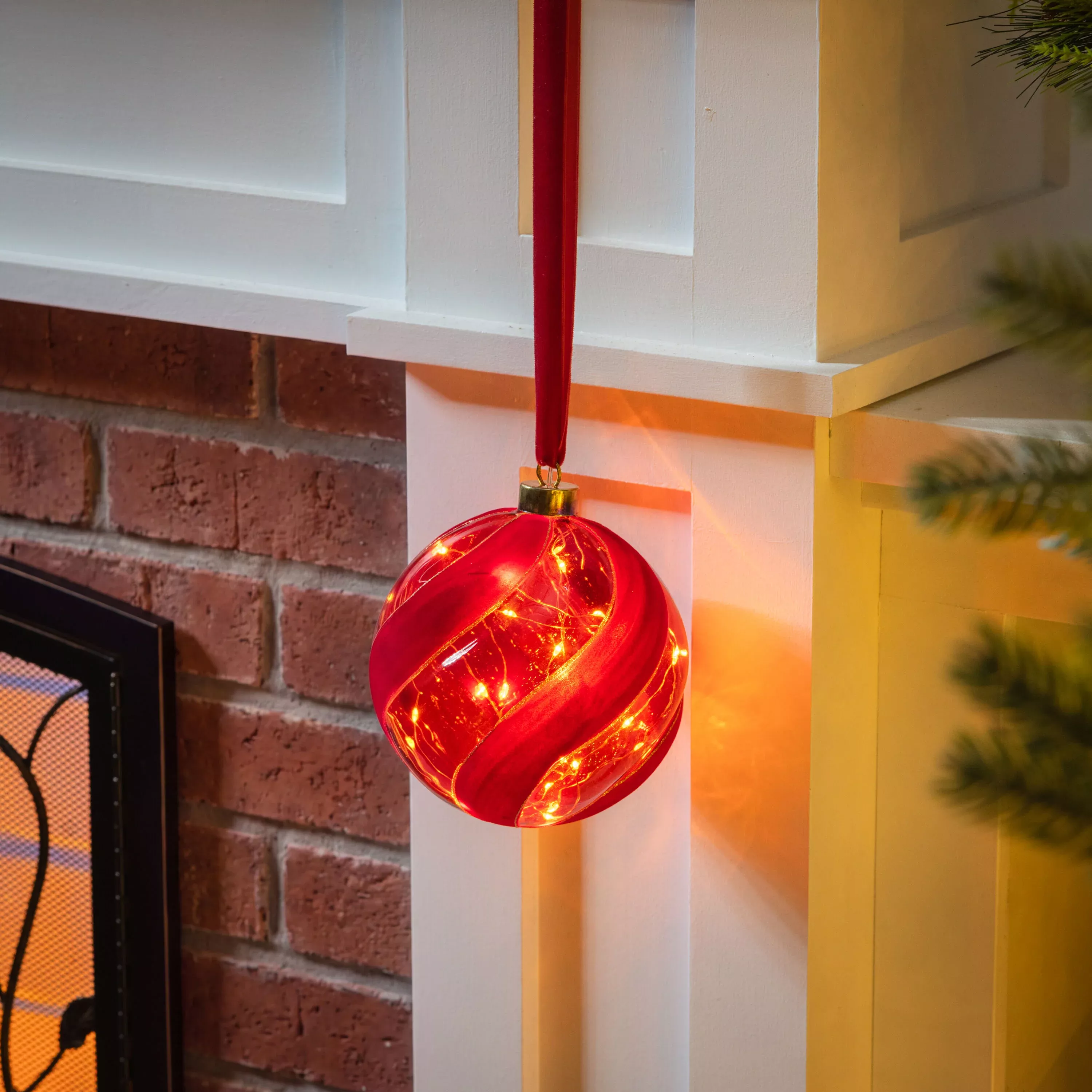 Micro LED Red Ornament Indoor Outdoor Decorative Hanging Light, Warm White Light, Small